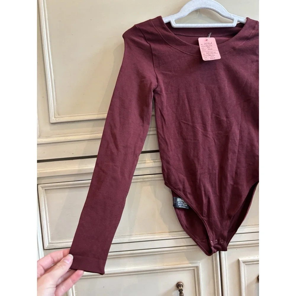 Wolford Shapewear Bodysuit‎ Berlin Maroon Red Long Sleeve XS NWT $220 Stretch